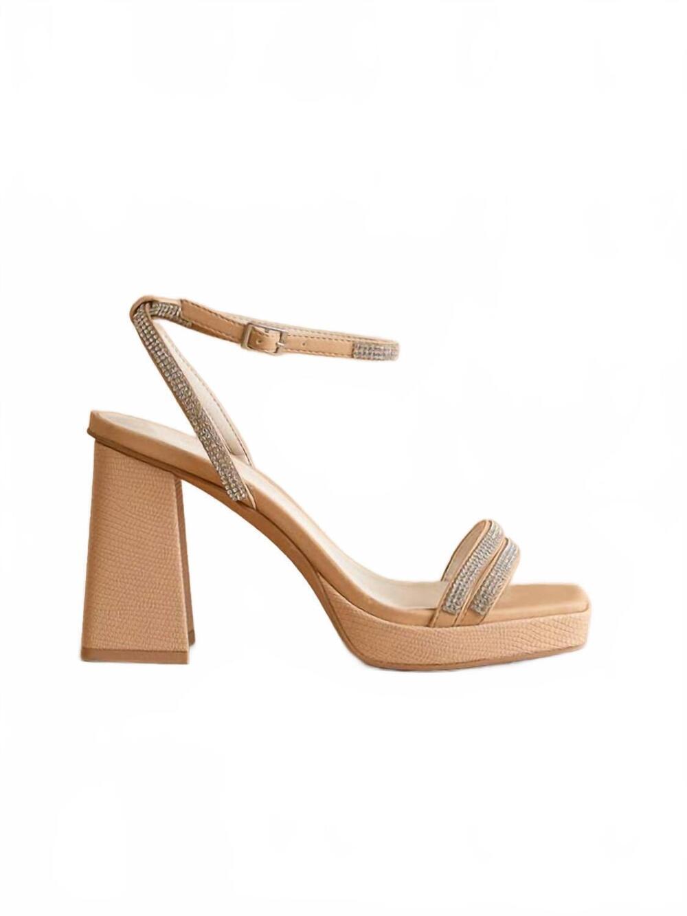 NEW OASIS women's suva rhinestone and reptile print strappy heeled sandal in nud